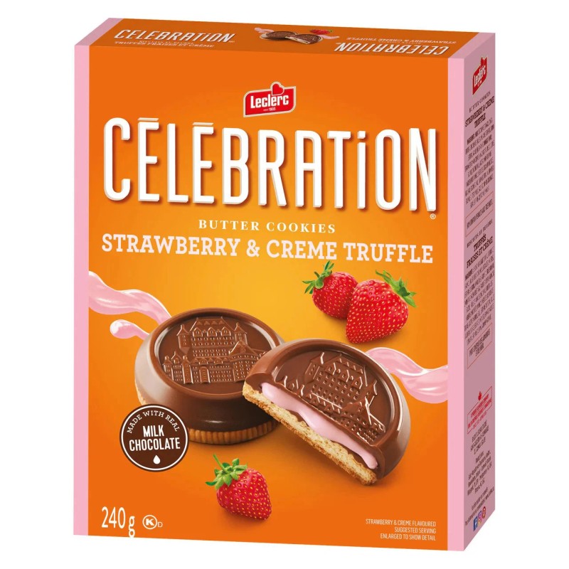 Celebration Leclerc Celebration Strawberry & Creme Truffle Cookies, 240g/8.5 oz