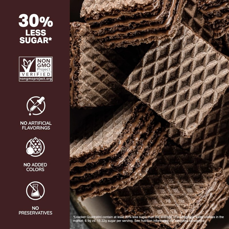 Loacker Quadratini Double Choc Wafer Cookies LARGE - 30% Less