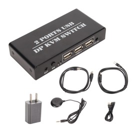 DisplayPort KVM Switch 2 Ports 4K 60Hz Dual Mode Aluminum Alloy Plug and Play KVM Switcher for Keyboard Mouse 100‑240V US Plug 100‑240V