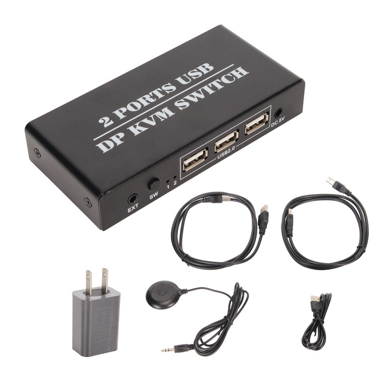 DisplayPort KVM Switch 2 Ports 4K 60Hz Dual Mode Aluminum