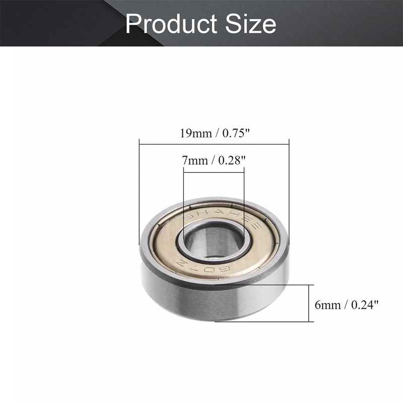 Othmro 607ZZ Deep Groove Ball Bearing 7mm x 19mm x