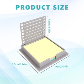 Sticky Note Holder with Stencil Post it Note Holder with Lined Box Compatible with3x3 Sticky Memo Note Reusable Note Organizer for Home Office School (Grey)