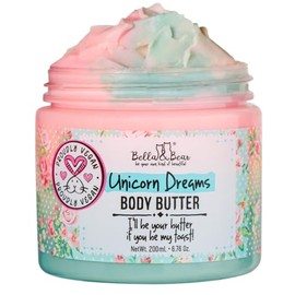 Bella and Bear Manteca Corporal Sueños De Unicornio Bella & Bear - Cuidado De La Piel Vegano, Libre De Crueldad Animal, Crema Nutritiva - Hidratante Y Humectante - Para Todo Tipo De Piel - Mango Y Piñ