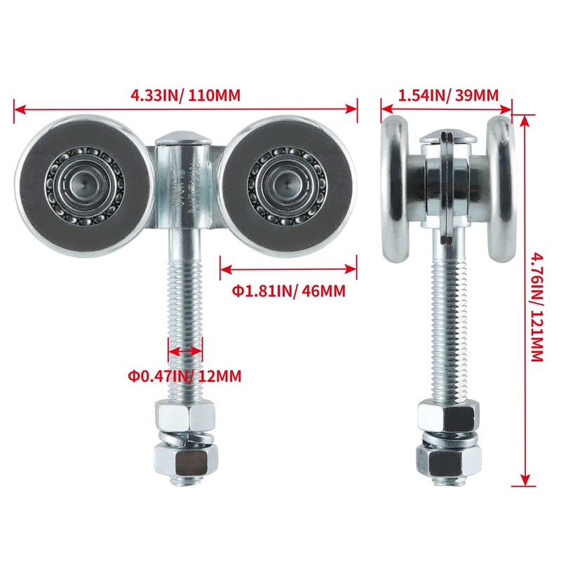 Skelang 2-Pack Box Rail Hnager, Double Wheel Rail Hanging Trolley,