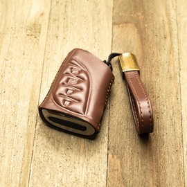 Vitodeco Premium Genuine Leather Key Fob Case Compatible with Lexus RX, Lexus ES, Lexus UX, Lexus NX, Lexus GX, Lexus LX 600 (4-Button, Mocha)