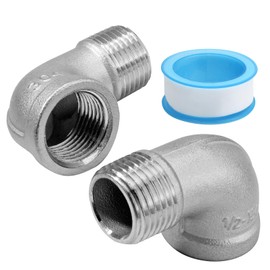 ISDVBUY 2 Pack 304 Stainless Steel Elbow, 90 Degree Pipe Fittings 1/2 Inch NPT Male and Female, for Plumbing Construction