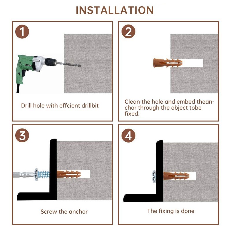 HongWay 370pcs Plastic Drywall Wall Anchors Kit with Screws, Includes