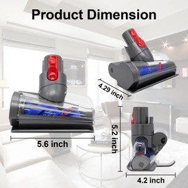 Bolan-Tech Mini Motorized Tool Brush Head for Dyson V7 V8 V10 V11 V15 Vacuum Cleaner Anti-Tangle Screw Tool Motorhead Attachment Head Replacement Parts for Long and Pet Hair