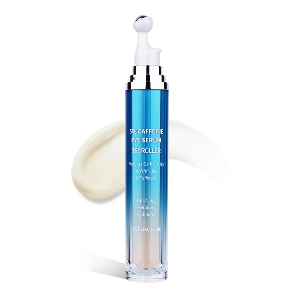 TINYLENS Eye Serum with Caffeine, 3D Cooling Roller for Dark