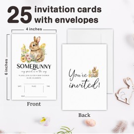 25 Pcs Easter Baby Shower Invitations - Some Bunny Very Special Is On The Way - Spring Wildflowers Baby Shower Supplies For Boys Girls - Gender Reveal, Baby Announcement Party Favor & Supplies (G03)