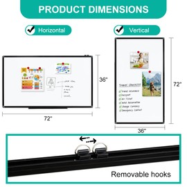 XIWODE Large Magnetic Dry Erase Board，Whiteboard for Wall, 36 x 72 inches, Whiteboard Marker Board Writing Board，Black Aluminum Frame, Durable, for Home School & Office