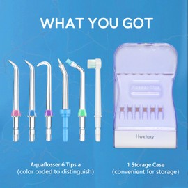 Hwxtoxy Replacement Tips for Waterpik Water Flosser Waterpik' Replacement Parts, Storage Case & AquaFlosser 6 Tips (Aquaflosser 6 Tips-A)