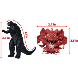 EZFun Set of 6 Godzilla Toys Movable Joint Birthday Kids 2019 Action Figures Destoroyah Gigan MUTO Mothra Chibi King of The Monsters Pack Plastic Mini Dinosaur Movie Playsets Cake Toppers Package