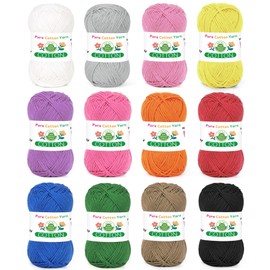 Aeelike Pure Cotton Yarn for Crochet & Knitting, Baby Cotton Yarn, Vibrant