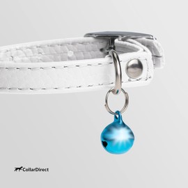 CollarDirect Leather Cat Collar with Safety Clasp and Bell 21.5 cm White