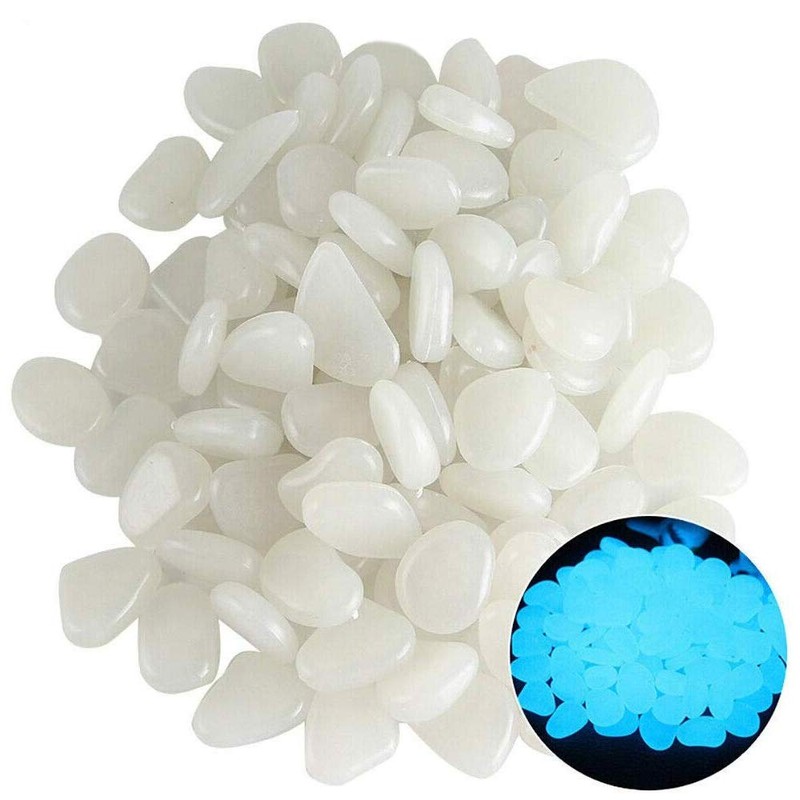 Muzero Glow in The Dark Pebbles - 200pcs White Glowing