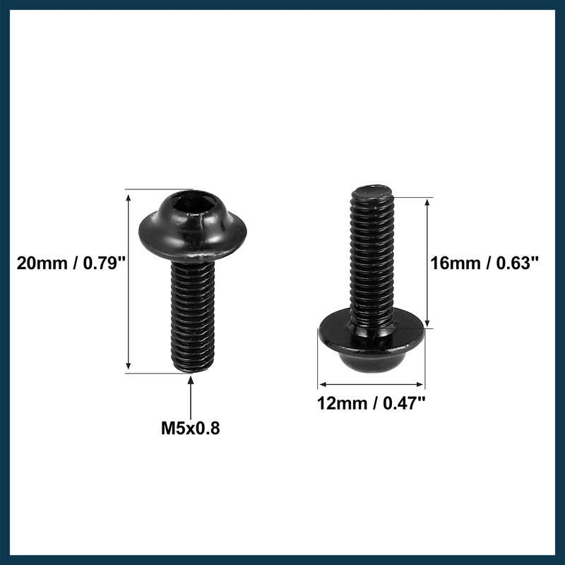 TUCKBOLD 10pcs M5 Motorcycle Windscreen Screw Fairing Windscreen Bolt Black