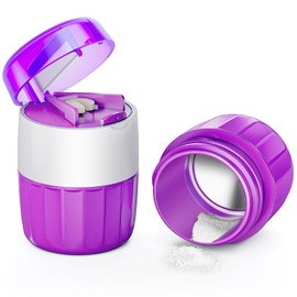 3-in-1 Pill Crusher for Tablets, Tablet Crusher Fine Powder with Stainless Steel Grinding Head, Pill Grinder with Storage Compartment for Tablets, Pill Crushers Splitters, Purple