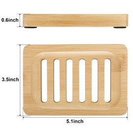 Anwenk Bamboo Wooden Soap Dish, Bar Soap Holder Soap Tray for Shower Bathroom Kitchen Sink Drainer - 2 Pack (Natural Color)