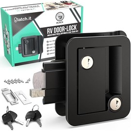 LATCH.IT Black RV Door Lock Replacement | Premium RV Door Handle & Camper Latch with 4 Keys | Trusted Trailer Lock for Travel Camper | Fits 2.75"x3.75" Holes | Travel Trailer Locks Replacement
