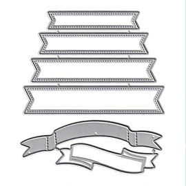 6pcs Banners Cutting Dies, Bookmarks Ribbon Lable Tag Layering Die Cuts Metal Embossing Stencils Template Mould for Card Scrapbooking and DIY Craft Album Paper Card Decor