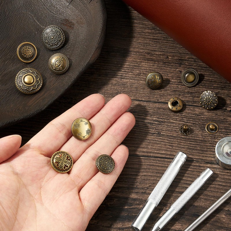 10 Sets Snaps Alloy Brass Snap Buttons Leather Snap Fasteners