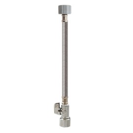 Quarter Turn Straight Valve 5/8-Inch OD by 12-Inch Stainless Steel Toilet Supply, Lead-Free, Quick Lock