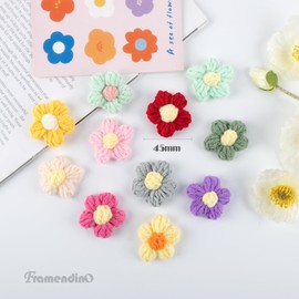 Framendino, 60 Pack Crochet Flower Patches Handmade Flowers Embellishments Cute Sew On Patch Appliques for DIY Clothes Wedding Party Decor Craft 1.6 Inch