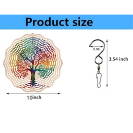 Versatility Outdoor 10" Metal Wind Spinner Tree of Life Hanging Kinetic Garden Yard Lawn Art