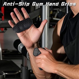 KISPATTI Gym Grips Gloves Kit,Weight Lifting Hand Grips Gloves,Anti-slip Grips Gloves for Workout Pull up,Gym Accessories for Men Women(Hand Grips+M Gloves)