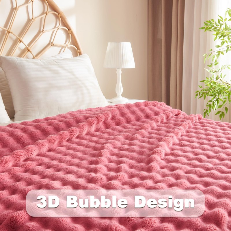 NEWCOSPLAY Throw Blanket for Couch Coral Pink Super Soft Flannel