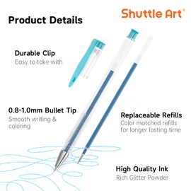 Shuttle Art 80 Stück Glitzer Gelstifte, Shuttle Art Gel Stifte Set, 40 bunte Glitzer Gelschreiber mit 40 Ersatzminen, glitzerstifte für Erwachsene und Kinder zum Markieren, Zeichnen, Schreiben geeignet