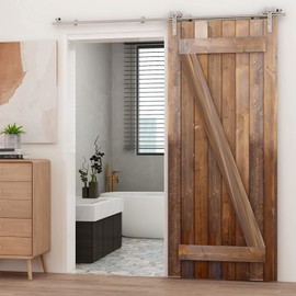 TSMST 6FT Sliding Barn Door Hardware Kit, Stainless Steel Heavy Duty Sturdy Barn Door Track for Single Wood Door, Slide Smoothly Quietly (Y Style)