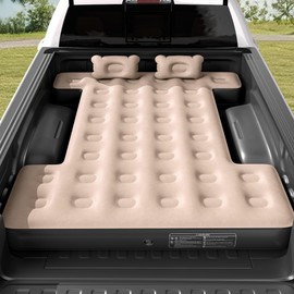 GOOBED Inflatable SUV Camping Mattress with Pump & Accessories, 10-Inch Thick Air Bed with Pillows, Storage Bag & Patch Kit, Fits 4Runner, Jeep, and Most Midsize to Large SUVs (Gray)