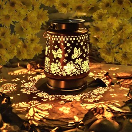 Solar Lanterns Butterfly Outdoor Hanging Solar Lights, Metal Decor Lantern Waterproof LED Decorative Light, Garden Decor for Yard, Lawn, Balcony - Gardening Gifts for Women