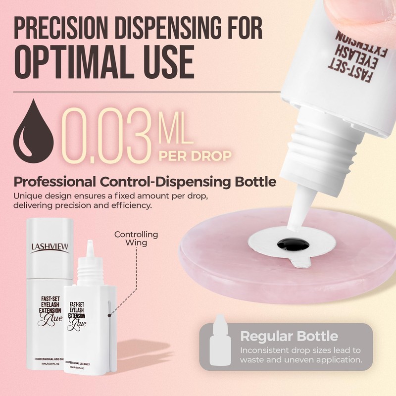 LASHVIEW Eyelash Extensions Glue 1 Sec Dry / 10ml /0.34