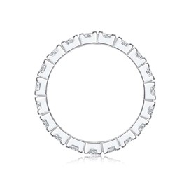 CACESTONE 1.8 CTTW Moissanite Wedding Band Ring, 3mm Width Full Eternity Band Ring for Women, D Color VVS1 Round Moissanite Jewelry 925 Sterling Silver, Anniversary and Birthday Gift, Size 6