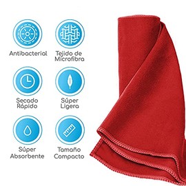 Canotagio Toalla de Microfibra Deportiva para Ejercicio y Viaje. Toalla Ultra Absorbente y Secado Rápido de Micro Fibra. Ligera y Portátil. para el Natación, Gym, Playa y más. (80cm x 160cm, Rojo)