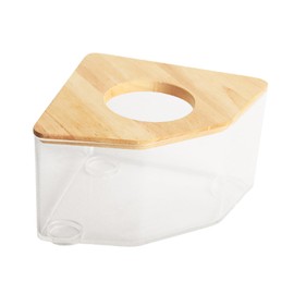 PLUSHCEWT Hamster Sand Bath, Hamster Sand Bath Container, Transparent Hamster Sand Bath with Wooden Lid, Hamster Bath Box, for Syrian Hamsters, Guinea Pigs, Rats, Mice