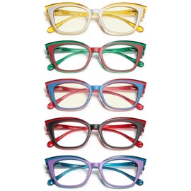 Eyekepper 5 Pack Reading Glasses Blue Light Blocking Computer Eyeglasses Cat Eye +1.75