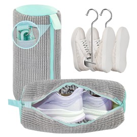 Mowtential Shoe Washing Machine Bag- Reusable laundry bag for Washing Machine, With 2 Drying Racks 12 Cleaning Ball, 360° deep cleaning without dead angles, Sneakers and Canvas shoes, (Grey 2 pcs）