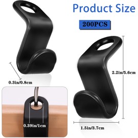 Dyrfolm 200 PCS Clothes Hanger Connector Hooks,Plastic Hooks Cascading Hangers,Space Saving Hanger Extender Clips,Hanger Hooks Space Saver for Heavy Duty Clothes Closet Organizer Home Decors (Black)