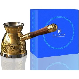 NIKPAR Luxury Greek Coffee Pot Macedonian Collection, Turkish Arabic Coffee Pot! - 16 oz