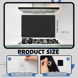 Chunful 24×30 Inch Stove Backsplash Splatter Guard Range Hood Backsplash Wall Protector for Kitchen Stovetop Wall Easy Installation Fire Extinguishing