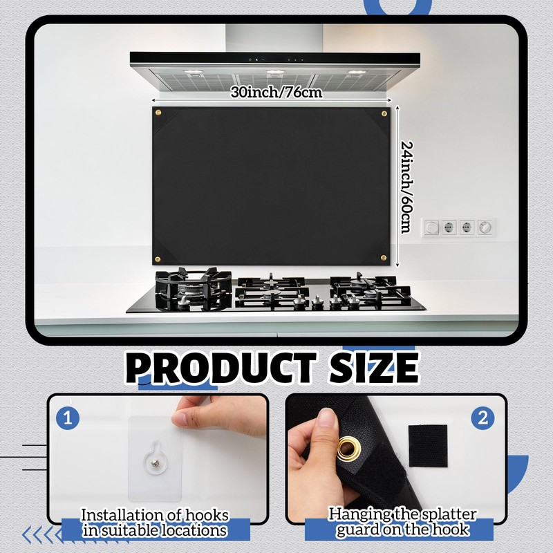 Chunful 24×30 Inch Stove Backsplash Splatter Guard Range Hood Backsplash