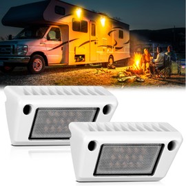 Nilight RV Exterior Light 2PCS 5 Inch Porch Lights Amber Beam 12V 24V LED Scene Cargo Lighting White Aluminum Housing for RVs Trailers Travel Campers 5th Wheels Motorhome SUV Truck