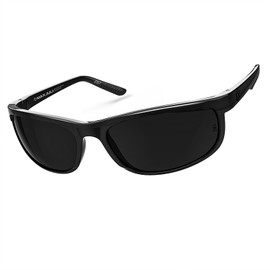 MAXJULI Z87 Sunglasses for Big Wide Heads Men TR90 Ultralight UV400 Protection Glasses Z8807 (Black/Super Dark)