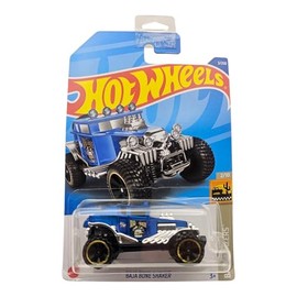 Hot Wheels Baja Bone Shaker, Blue Diecast Car, Collector Card 2/10