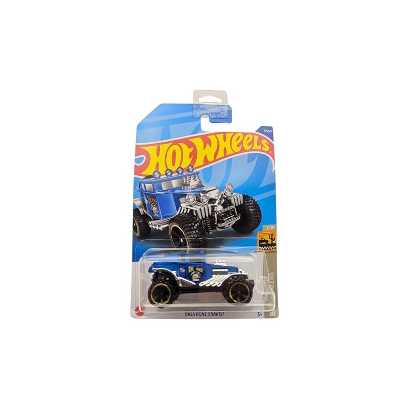 Hot Wheels Baja Bone Shaker, Blue Diecast Car, Collector Card