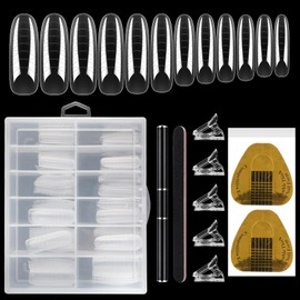 Nail Dual Forms for Polygel, 120Pcs Coffin Shape Nail Forms for Builder Gel Reusable, 12 Sizes Extension Acrylic Nail Molds Sets, Nail Gel Forms False Nail Tips for Manicure Nail Art Design Salon DIY